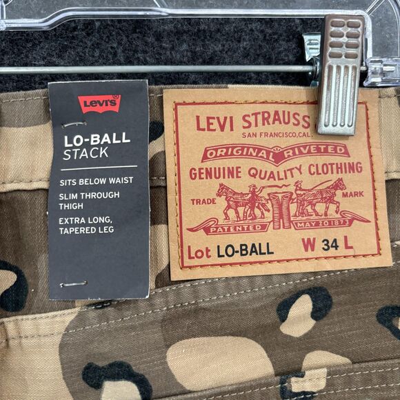 Levis Premium Lo-Ball Stack Jeans Men's 34 Camo Slim Taper Pants 59437-0005 - Picture 11 of 16